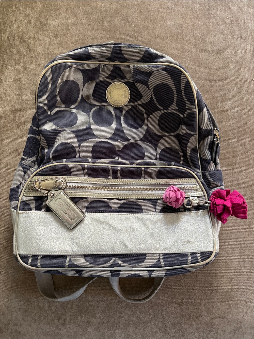 Coach Signature Canvas Mini Backpack in Charcoal and Silver